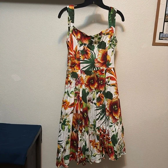 Hearts & Roses H&R women's tropical flower dress sweetheart neck size 10 - Picture 5 of 9